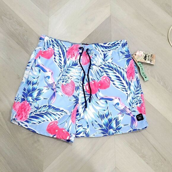 NWT Spicy Tuna 5.5 Swim Trunks Mens XL Blue Tropical Lake Beach Pool Shorts - Picture 1 of 8